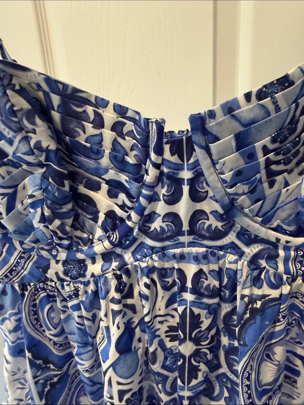 NWOT Caroline Constas Blue and White Printed Midi Sundress size XS - Picture 6 of 9
